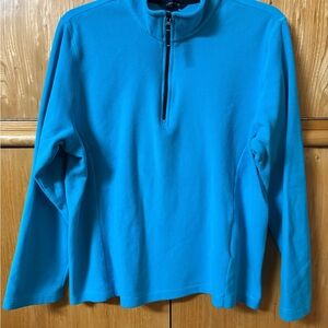 Lands’ End Women’s Turquoise Quarter-Zip Fleece Pullover